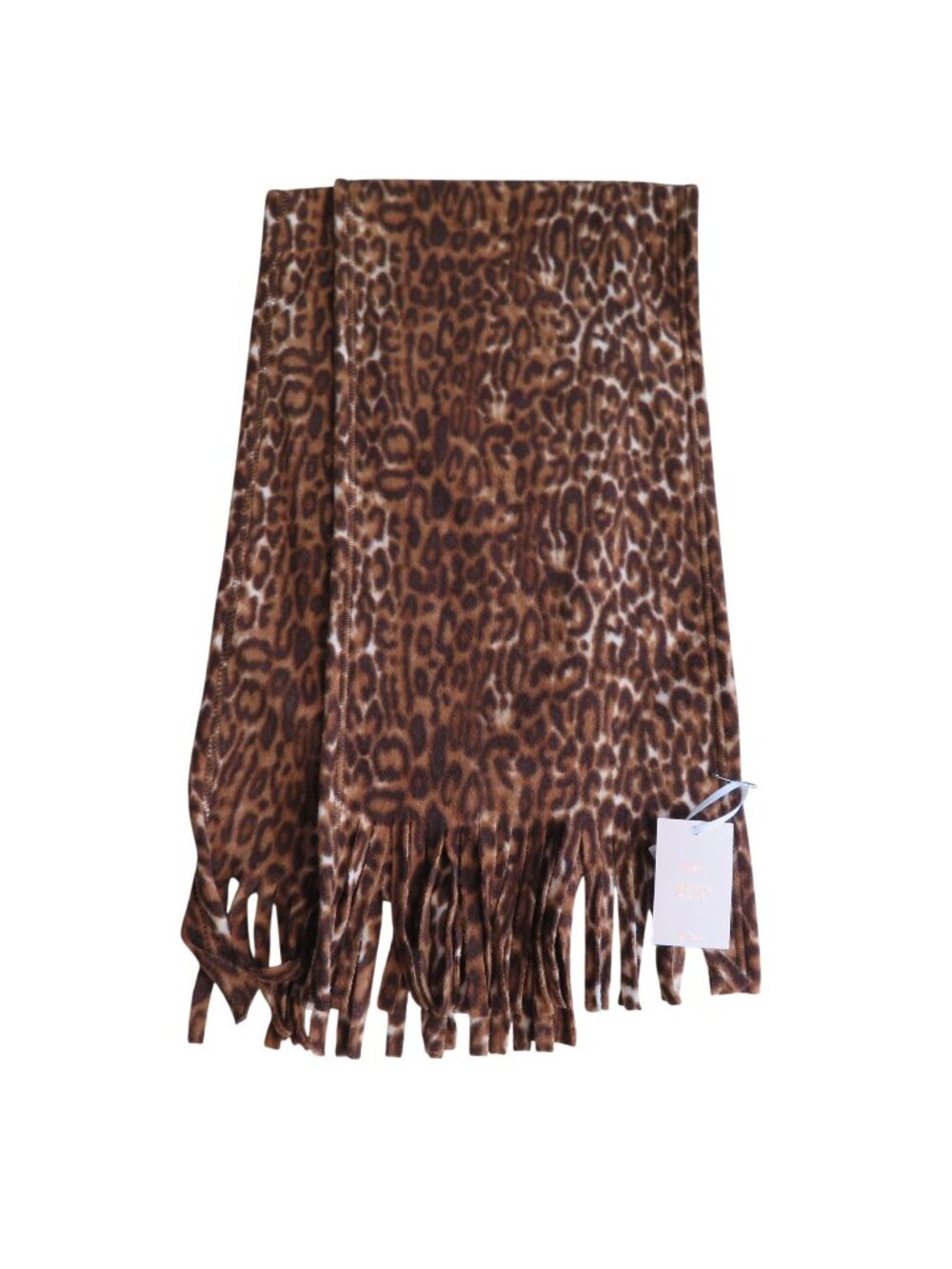 Vintage Candies Leopard Print Soft Cozy Neck Scarf 9 x 62 Fringe - One Size NWT